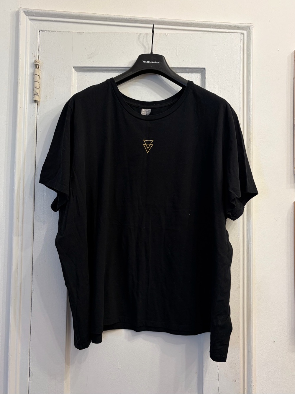 ASOS Black Short Sleeve Tee with Gold Triangle Motif